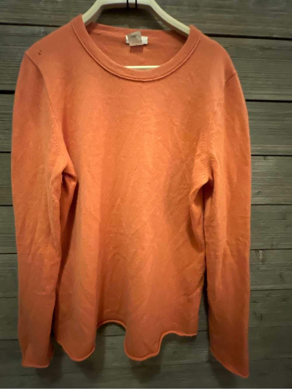 J. Crew Coral-Orange 100% Cashmere Crewneck Sweater